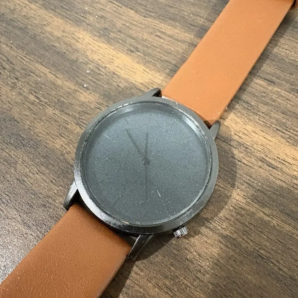 Komono The‎ Wizard Watch Black Grey Tan Leather Band Water Resistant Stainless